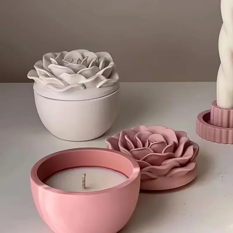 Candle Making Jars With Lids - Cetakan silikon toples lilin bunga mawar