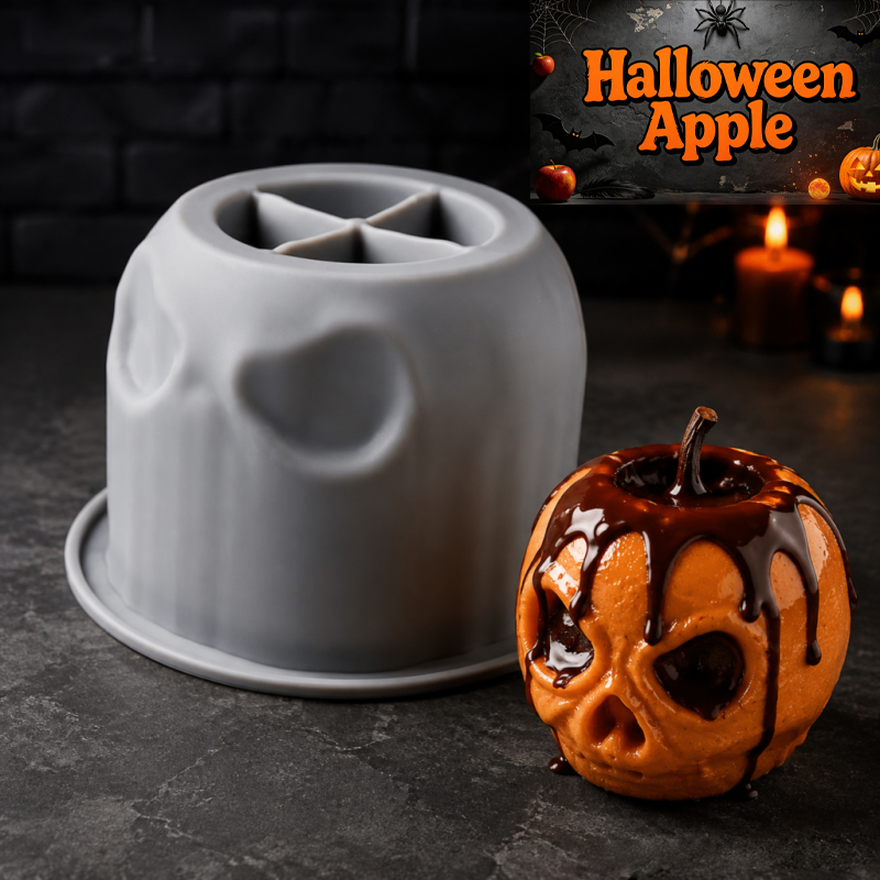 Candle Making Jug - Cetakan silikon apel tengkorak Halloween, desain
