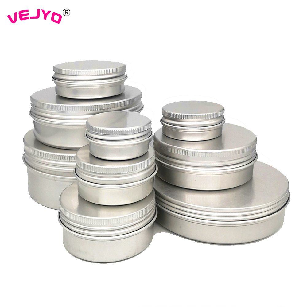 Tin Container Lid - 50 buah wadah kosmetik lilin aluminium