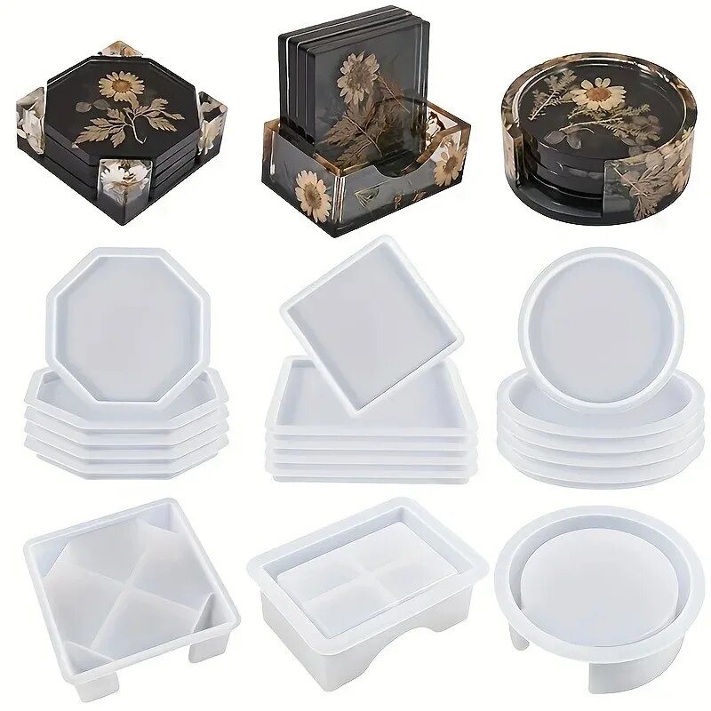 Candle Making Jars With Lids - Set cetakan Resin Coaster termasuk 1